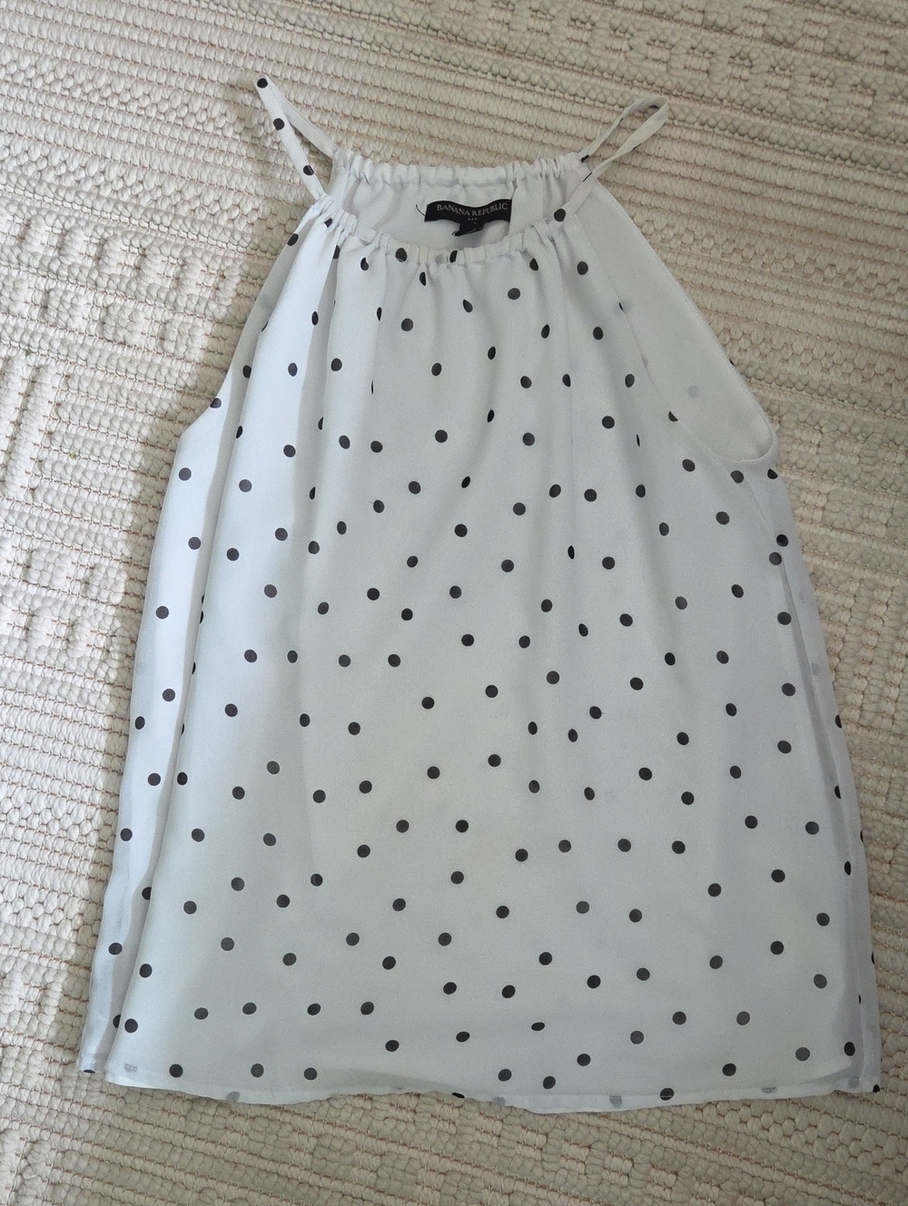 Banana Republic White Top with Black Polka Dots